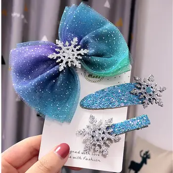 

Christmas Snowflake Hair Accessories Crystal Barrettes Hair Clips for Women Winter Hair Ties Girls Hairpins Blue Hair Scrunchies