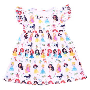 

Boutique Summer Girls Dress Kids Flutter Sleeve Milk Silk Princess Dresses For Girls Party Dress Princess Costume Girls Clothes