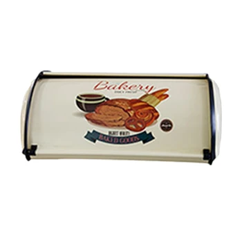 French Vintage Bread Box Storage Bin Rollup Top Light Gray Small Powder Coated Bread Iron Snack Boxes for Kitchen Home Decor 
French Vintage Bread Box Storage Bin Rollup Top Light Gray Small Powder Coated Bread Iron Snack Boxes for Kitchen Home Decor