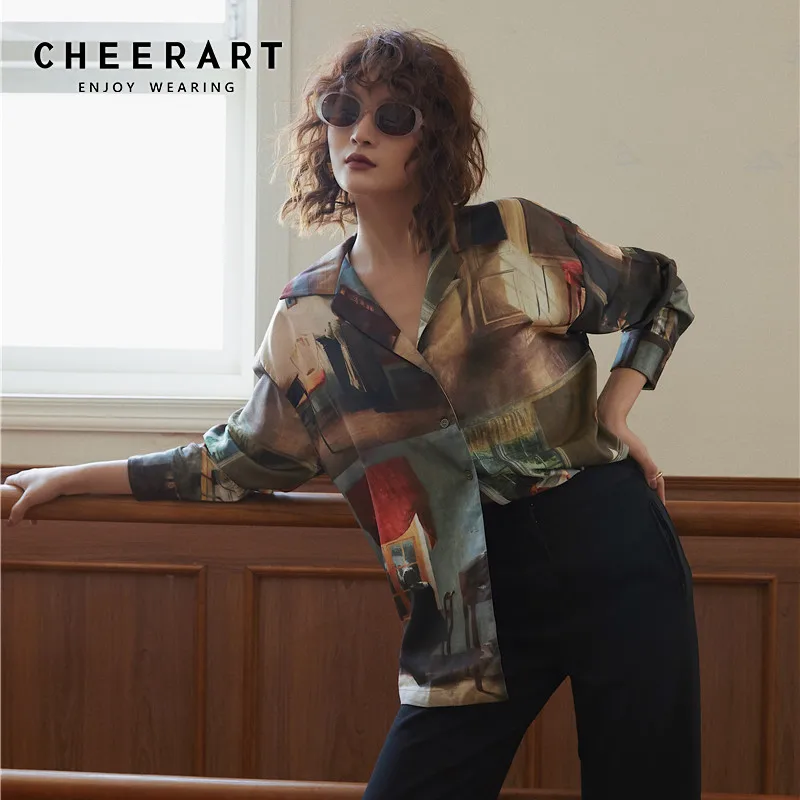CHEERART Oil Painting Designer Top Long Sleeve Blouse Button Up Collar Vintage Shirt 2019 Fall Fashion Women Tops Clothing
CHEERART Oil Painting Designer Top Long Sleeve Blouse Button Up Collar Vintage Shirt 2019 Fall Fashion Women Tops Clothing