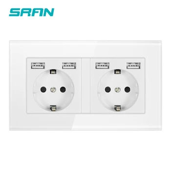 SRAN EU standard wall multi-frame power electrical socket with usb plug grounded black glass double usb outlet 4 charge port
SRAN EU standard wall multi-frame power electrical socket with usb plug grounded black glass double usb outlet 4 charge port