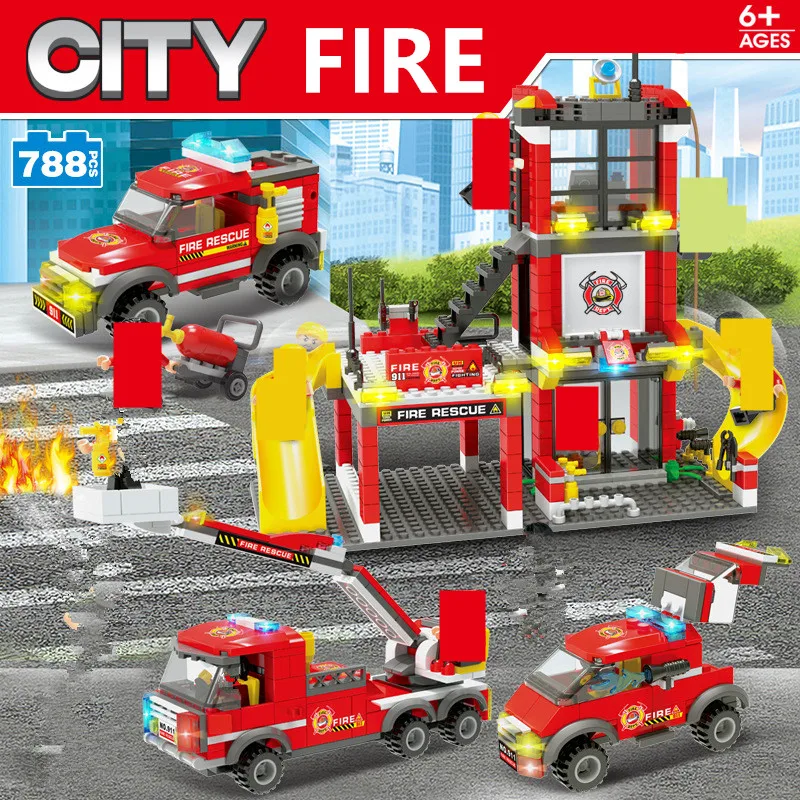 788Pcs Fire Command Center Engine Ladder Truck Car Building Blocks Sets LegoINGLs Bricks City DIY Playmobil Toys for Children
788Pcs Fire Command Center Engine Ladder Truck Car Building Blocks Sets LegoINGLs Bricks City DIY Playmobil Toys for Children