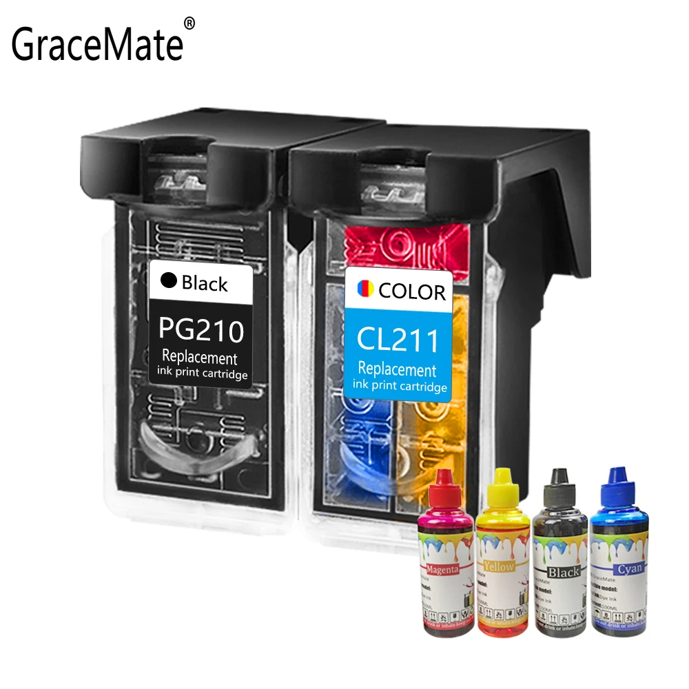 GraceMate PG210 CL211 Ink Cartridge Compatible for PG210 CL211 for IP2700 IP2702 MP240 MP250 MP260 MP270 MP280 MP480 Printer
GraceMate PG210 CL211 Ink Cartridge Compatible for PG210 CL211 for IP2700 IP2702 MP240 MP250 MP260 MP270 MP280 MP480 Printer