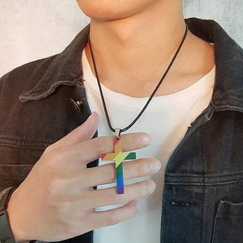 Vnox Stylish Rainbow Cross Pendant for Men Colorful Stainless Steel Necklaces LGBT Gay Jewelry Jesus Christ Prayer Cross
Vnox Stylish Rainbow Cross Pendant for Men Colorful Stainless Steel Necklaces LGBT Gay Jewelry Jesus Christ Prayer Cross
