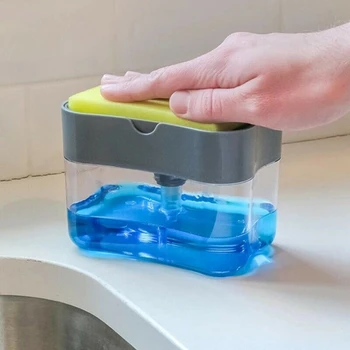 2-in-1 Sponge Box With Soap Dispenser Double Layer Kitchen Plastic Soap Dispenser Sponge Scrubber Holder Case Sponge Holder 
2-in-1 Sponge Box With Soap Dispenser Double Layer Kitchen Plastic Soap Dispenser Sponge Scrubber Holder Case Sponge Holder