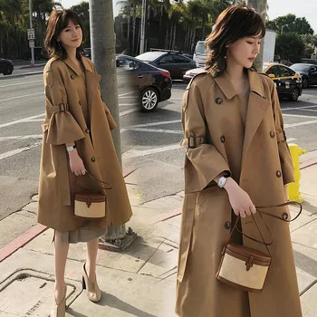 2020 autumn new flared sleeves long knees loose knee-length loose coat double-breasted coat tide windbreaker women
2020 autumn new flared sleeves long knees loose knee-length loose coat double-breasted coat tide windbreaker women