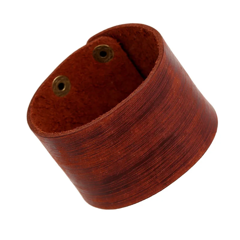 Minimalist Brown Genuine Leather Men Cuff Bracelets Matte Craftwork Retro Bangles Male Wristband Arm Jewelry Decorations | Украшения и