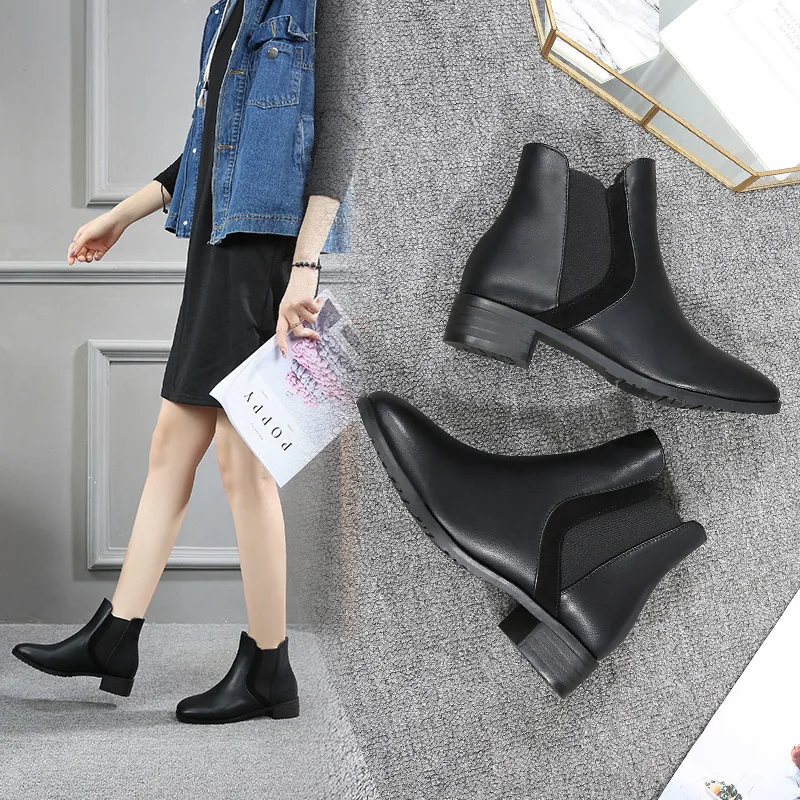 Solid Winter Women Chelsea Boots Ankle Round Toe Vintage Motorcycle Boots Elastic Band Low Square Heel Shoes
Solid Winter Women Chelsea Boots Ankle Round Toe Vintage Motorcycle Boots Elastic Band Low Square Heel Shoes