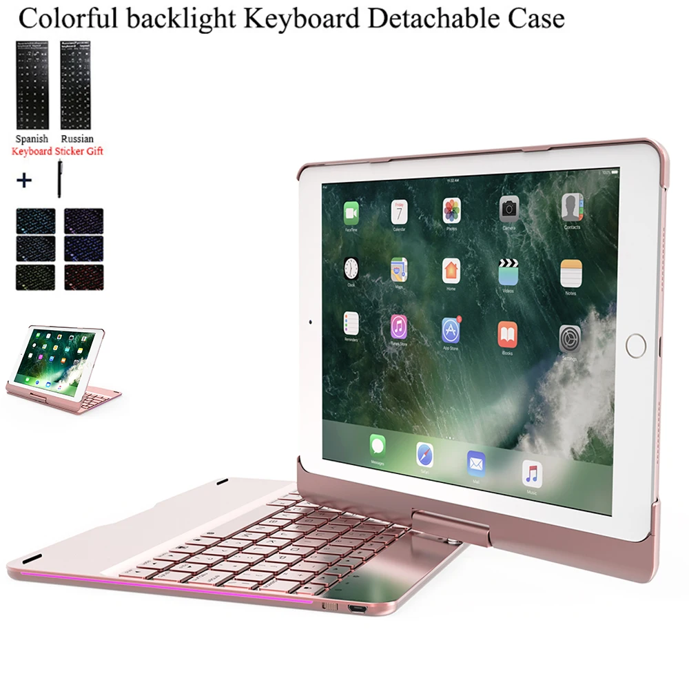 For iPad 2018 9.7'' Rotate Colorful Backlight Wireless Bluetooth Keyboard Case Cover For iPad 2017 Air 2 1 ABS+PC Fundas
For iPad 2018 9.7'' Rotate Colorful Backlight Wireless Bluetooth Keyboard Case Cover For iPad 2017 Air 2 1 ABS+PC Fundas