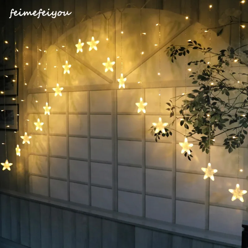 LED star shape Icicle Curtain String Lights EU US Plug Fairy Lights String For Wedding Christmas Curtain Decoration Light
LED star shape Icicle Curtain String Lights EU US Plug Fairy Lights String For Wedding Christmas Curtain Decoration Light