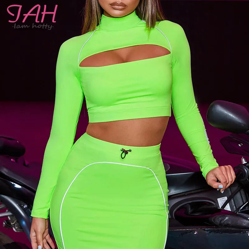 IAMHOTTY Hollow Out Line Reflective Two Peices Long Sleeve Streetwear Two Pieces Skirt Set Women 2019 Fashion Autumn Sexy Outfit
IAMHOTTY Hollow Out Line Reflective Two Peices Long Sleeve Streetwear Two Pieces Skirt Set Women 2019 Fashion Autumn Sexy Outfit