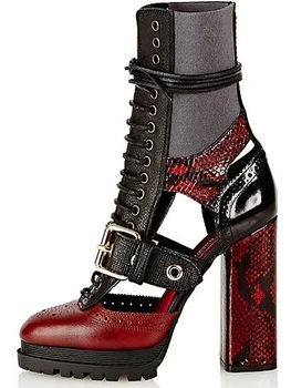 Leather Hollow Ankle Booties Cut Out Burgundy Chunky Heel Short Booties Fashion Newest Lace up Buckle Decor Shoes For Wommen
Leather Hollow Ankle Booties Cut Out Burgundy Chunky Heel Short Booties Fashion Newest Lace up Buckle Decor Shoes For Wommen