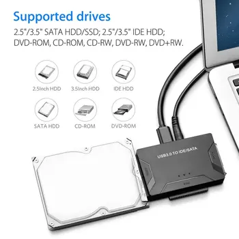 USB 3.0 To IDE/SATA Converter Super 5Gbps Transfer External Hard Drive Adapter Kit Plug & Play Support Up To 4TB Drives
USB 3.0 To IDE/SATA Converter Super 5Gbps Transfer External Hard Drive Adapter Kit Plug & Play Support Up To 4TB Drives