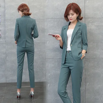 Women's suit 2019 autumn new casual fashion temperament slim slimming solid color single buckle small suit trousers two-piece
Women's suit 2019 autumn new casual fashion temperament slim slimming solid color single buckle small suit trousers two-piece