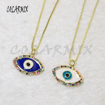8 Pcs Eye shape Enamel eyes pendant necklace zircon Gold color necklace fashion jewelry gift for lady Wholesale jewelry 56010
8 Pcs Eye shape Enamel eyes pendant necklace zircon Gold color necklace fashion jewelry gift for lady Wholesale jewelry 56010
