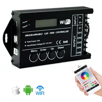 WIF Time programable RGB LED Controller dimmer TC421 TC420 DC 12V/24V 5Channel 20A Common Anode Programmable for 5050 led strip
WIF Time programable RGB LED Controller dimmer TC421 TC420 DC 12V/24V 5Channel 20A Common Anode Programmable for 5050 led strip