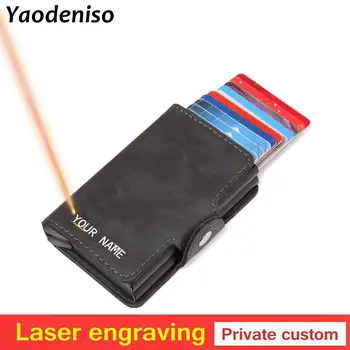 Laser engraving Men double Aluminum Crazy Horse Genuine Leather Credit Card Holder RFID Metal Wallet Automatic pop up Purse
Laser engraving Men double Aluminum Crazy Horse Genuine Leather Credit Card Holder RFID Metal Wallet Automatic pop up Purse