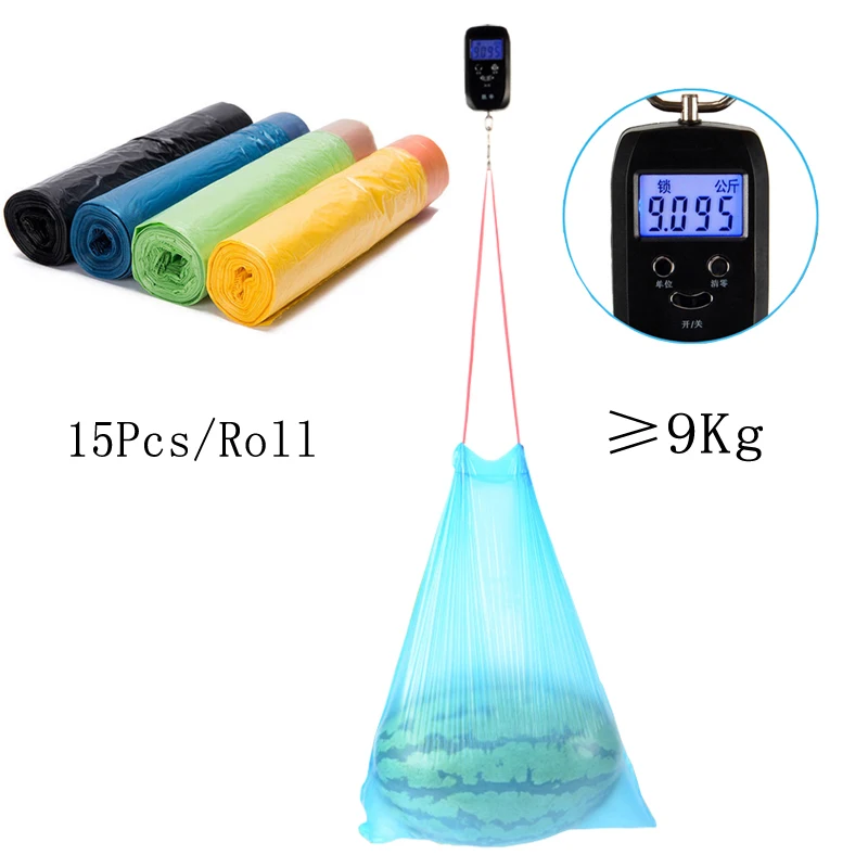 15 pcs/roll PE Drawstring Trash Bags Portable Garbage Household Disposable Kitchen Aaccessories High Quality Plastic Garbage Bag
15 pcs/roll PE Drawstring Trash Bags Portable Garbage Household Disposable Kitchen Aaccessories High Quality Plastic Garbage Bag
