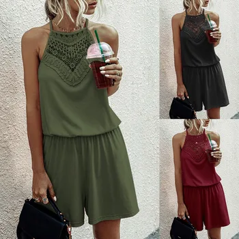 Jumpsuit Women Bodysuit комбинезон женский Solid Color Sleeveless Lace Stitche Hollow Out Laciness Casual Jumpsuit Free Ship
Jumpsuit Women Bodysuit комбинезон женский Solid Color Sleeveless Lace Stitche Hollow Out Laciness Casual Jumpsuit Free Ship