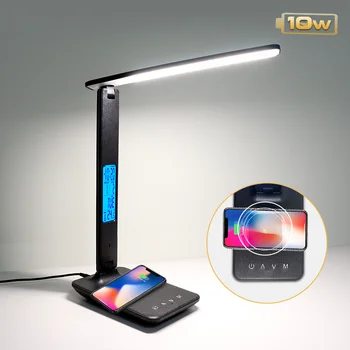 4 IN 1 LED Desk Lamp Built-in 10W QI Wireless Charger Table Lamp with Calendar Temperature Alarm Clock Eye Protection Read Light 
4 IN 1 LED Desk Lamp Built-in 10W QI Wireless Charger Table Lamp with Calendar Temperature Alarm Clock Eye Protection Read Light