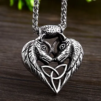 steel soldier Double wolf Heads Animal pendant Heart design charm guardian Viking necklace man Gift choker Jewelry
steel soldier Double wolf Heads Animal pendant Heart design charm guardian Viking necklace man Gift choker Jewelry
