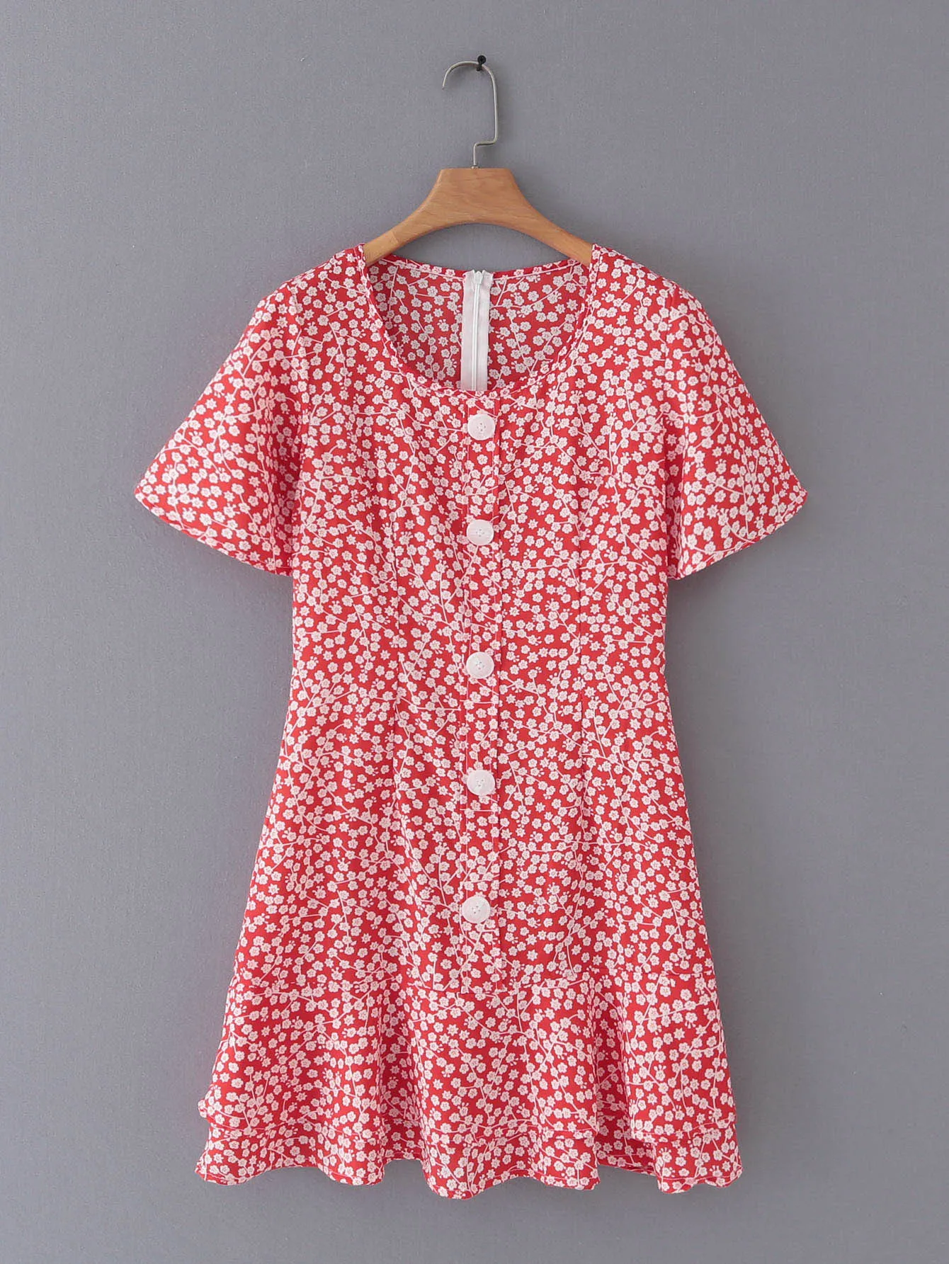 2019 Western Style Spring And Summer WOMEN'S Dress New Style Small Floral Button Short-sleeve Dress
2019 Western Style Spring And Summer WOMEN'S Dress New Style Small Floral Button Short-sleeve Dress