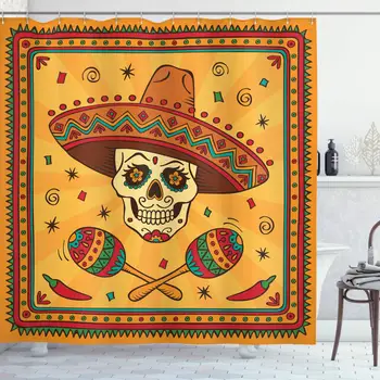 Mexican Decorations Collection, Mexican Sugar Skull Cartoon Carnival Traditional Celebration Image Pattern, Polyester Fabric
Mexican Decorations Collection, Mexican Sugar Skull Cartoon Carnival Traditional Celebration Image Pattern, Polyester Fabric