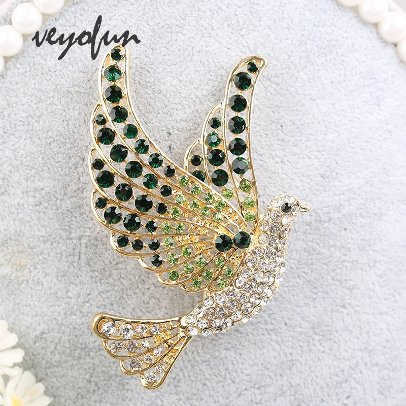 

Veyofun Classic Golden Magpie Rhinestone Brooch pin for Women Accessories Jewelry New