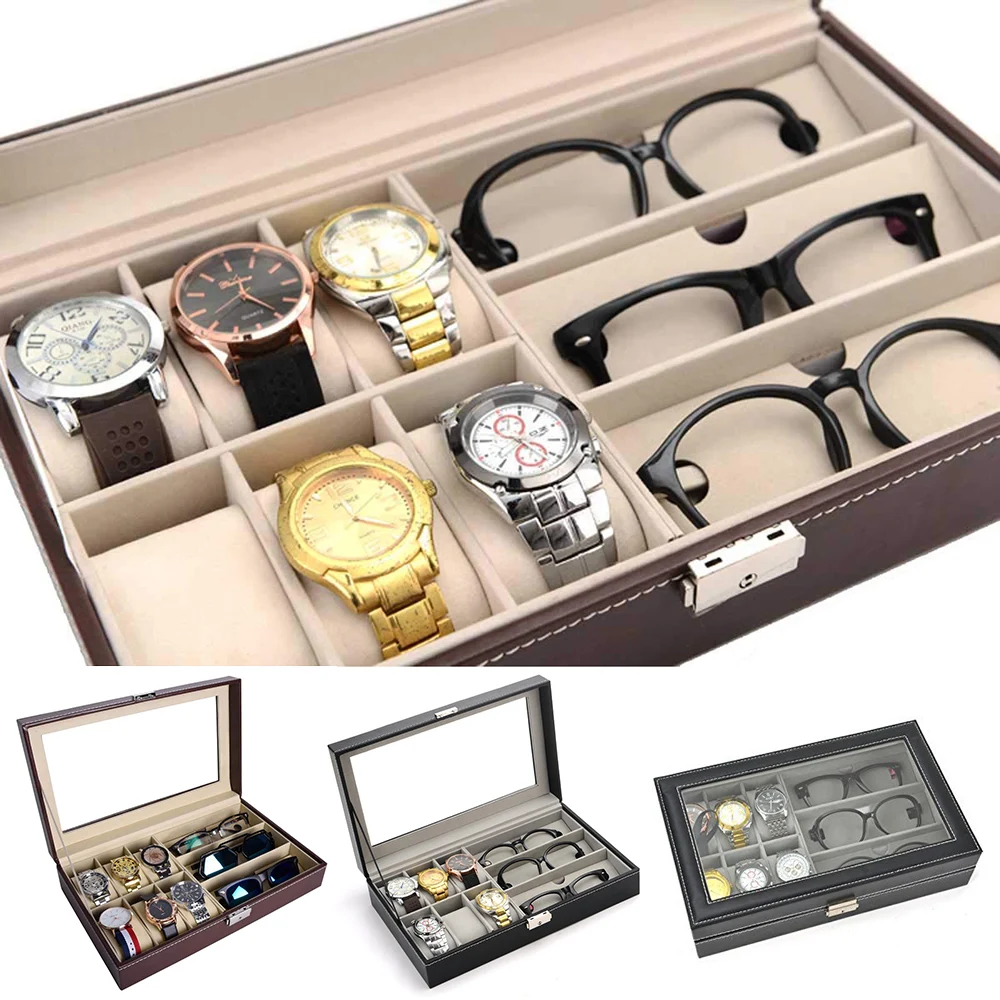 Faux Leather 6 Slot Watch Box Case Glasses Box Case Storage Box Father's Day Birthday Gift Eyeglasses&Sunglasses Watch stand D30
Faux Leather 6 Slot Watch Box Case Glasses Box Case Storage Box Father's Day Birthday Gift Eyeglasses&Sunglasses Watch stand D30
