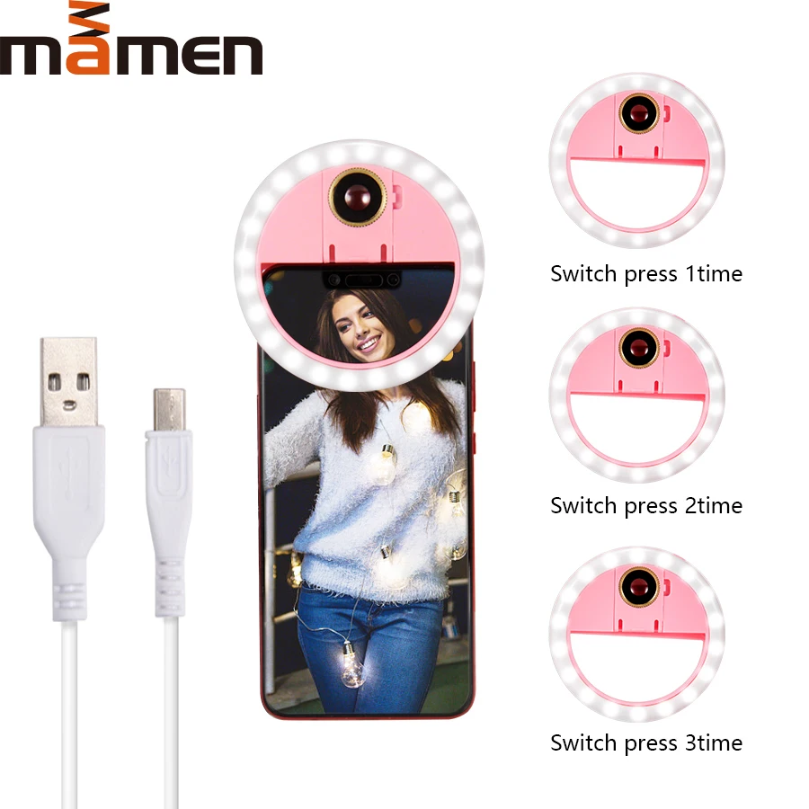 MAMEN Portable Selfie Ring Light Photo LED Photography Lighting Flash USB Charger For Camera DSLR Youtube For iPhone Smartphone
MAMEN Portable Selfie Ring Light Photo LED Photography Lighting Flash USB Charger For Camera DSLR Youtube For iPhone Smartphone