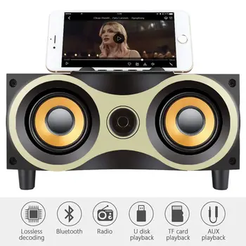 Desktop Portable Wooden Wireless Speaker Subwoofer Stero Bluetooth Speakers Support TF MP3 Player with FM Radio, Phone Holder
Desktop Portable Wooden Wireless Speaker Subwoofer Stero Bluetooth Speakers Support TF MP3 Player with FM Radio, Phone Holder
