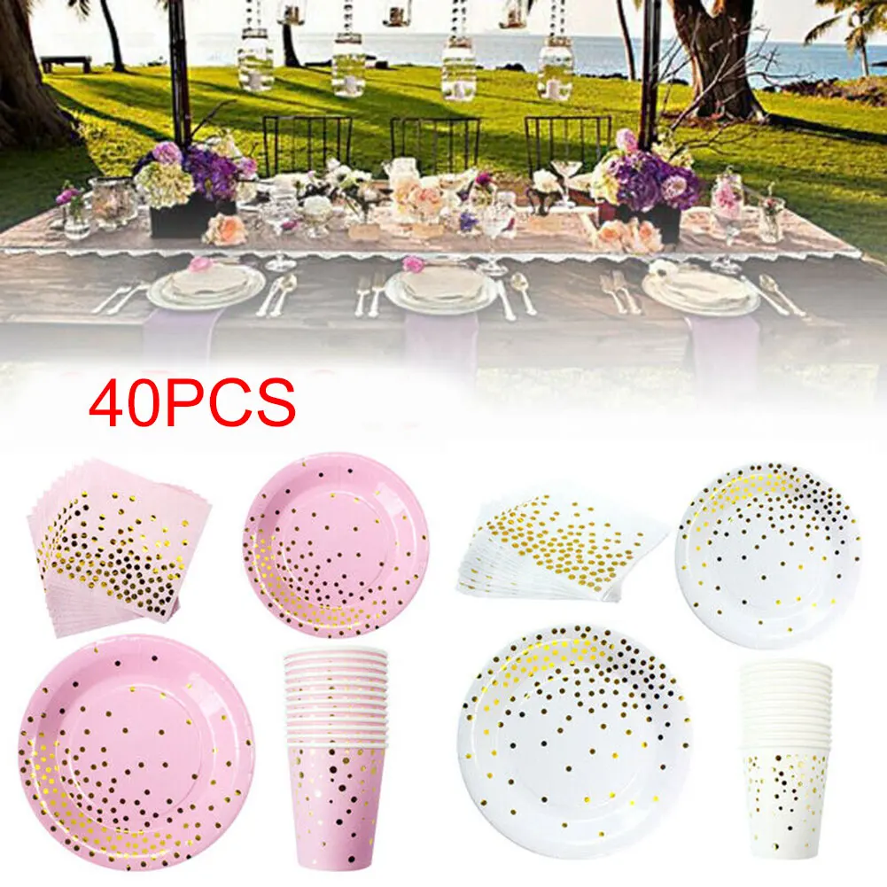 40Pcs/Set Disposable Paper Plates Cups Napkins Tableware Kit for Birthday Wedding Party LXY9
40Pcs/Set Disposable Paper Plates Cups Napkins Tableware Kit for Birthday Wedding Party LXY9