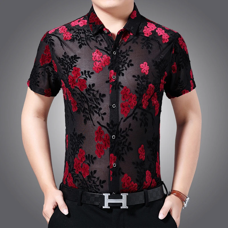 Embroidery flower pattern fashion slim luxury short sleeve shirt Summer New quality hollow transparent boutique men shirt M-XXXL
Embroidery flower pattern fashion slim luxury short sleeve shirt Summer New quality hollow transparent boutique men shirt M-XXXL