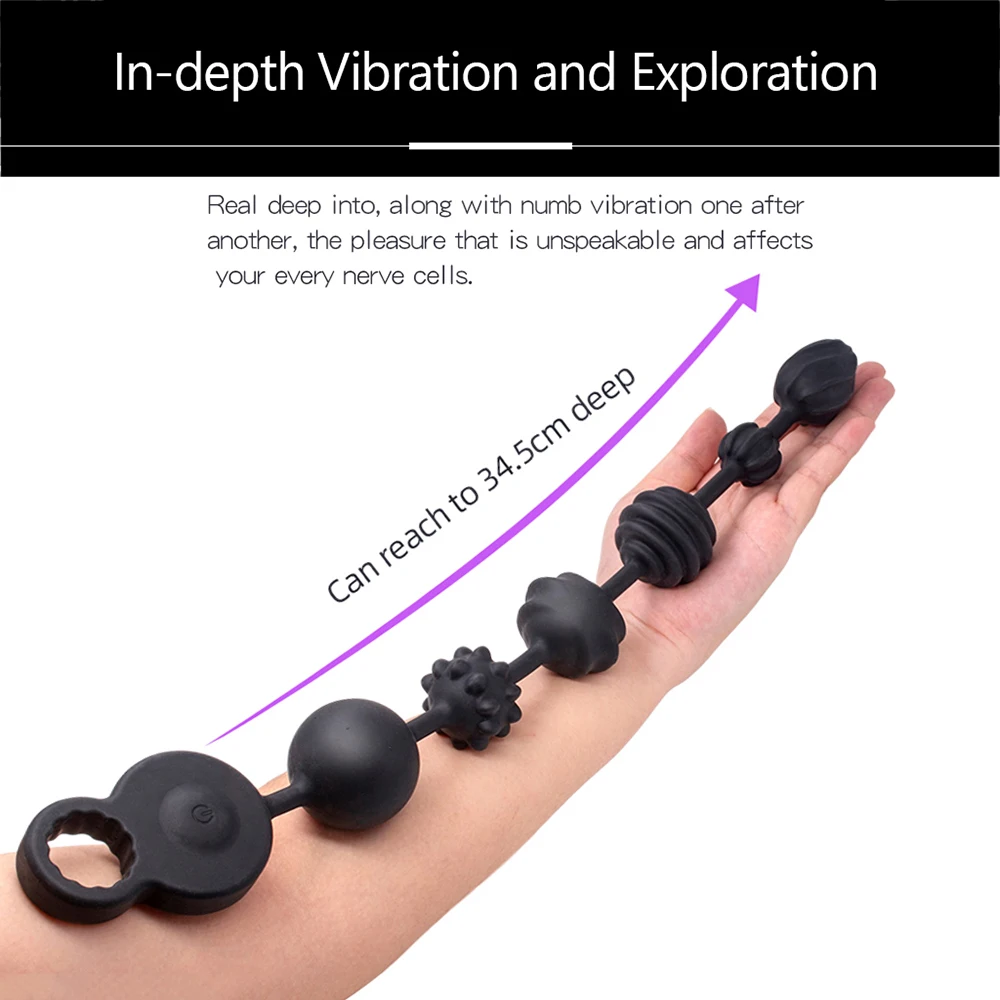 3 Motors Powerful Dildo Vibrators Anal Beads Silicone Prostate Massager Super Long Butt Plug Soft Deep Vibration Exercise Plug (8)