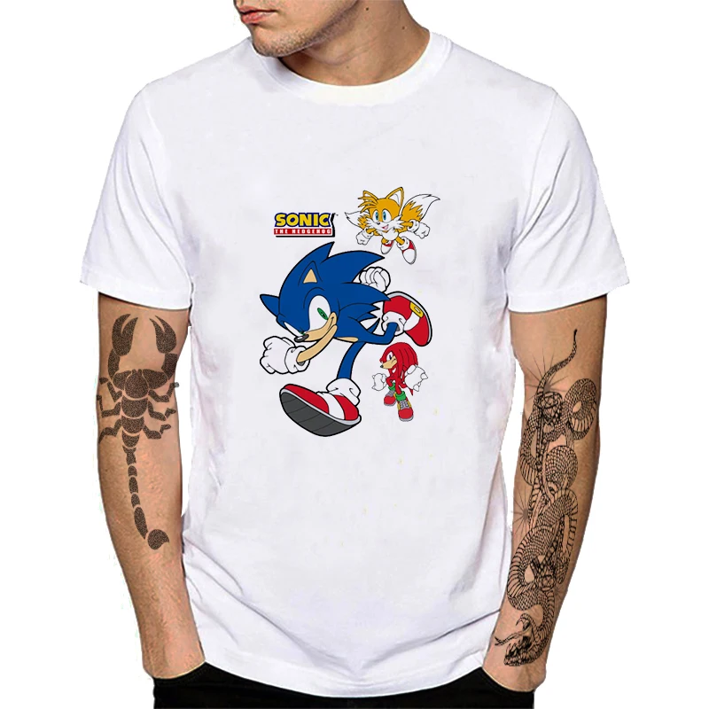 Хлопковые футболки с короткими рукавами и принтом героев мультфильмов Sonic Adventure