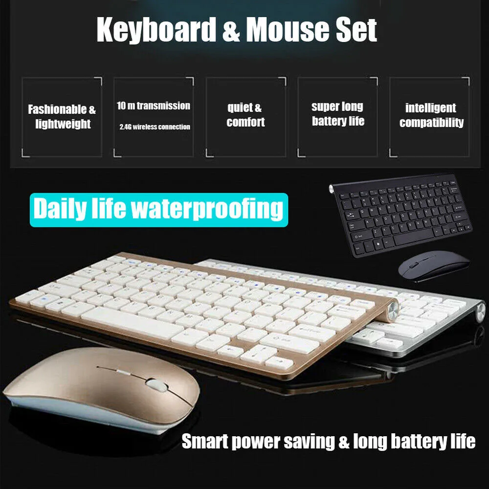 Mini Wireless Keyboard and Mouse 2.4GHz For Notebook Laptop PC Keyboard Mouse Combos Office Supplies USB Bluetooth Receiver
Mini Wireless Keyboard and Mouse 2.4GHz For Notebook Laptop PC Keyboard Mouse Combos Office Supplies USB Bluetooth Receiver