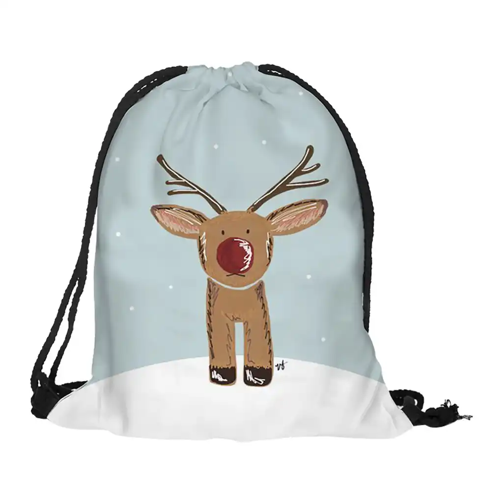 christmas gift bag casual drawstring bag flower printed backpack