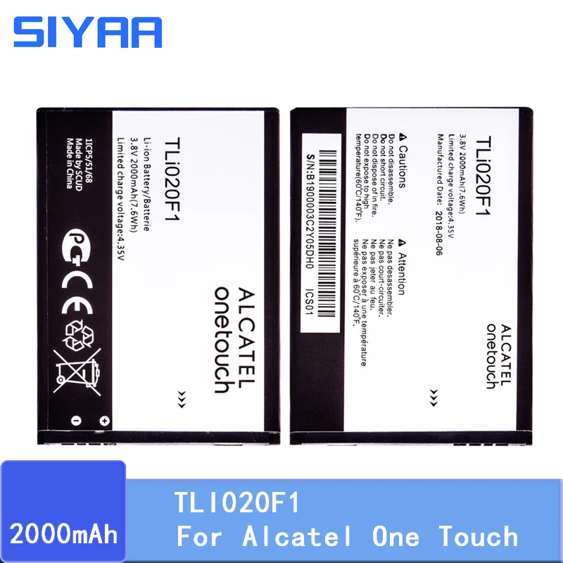 Original SIYAA Battery TLI020F1 For TCL J726T J720T Alcatel One Touch Pop 2 5042D C7 7040 OT-7040D OT-7040 Li-ion Battery
Original SIYAA Battery TLI020F1 For TCL J726T J720T Alcatel One Touch Pop 2 5042D C7 7040 OT-7040D OT-7040 Li-ion Battery