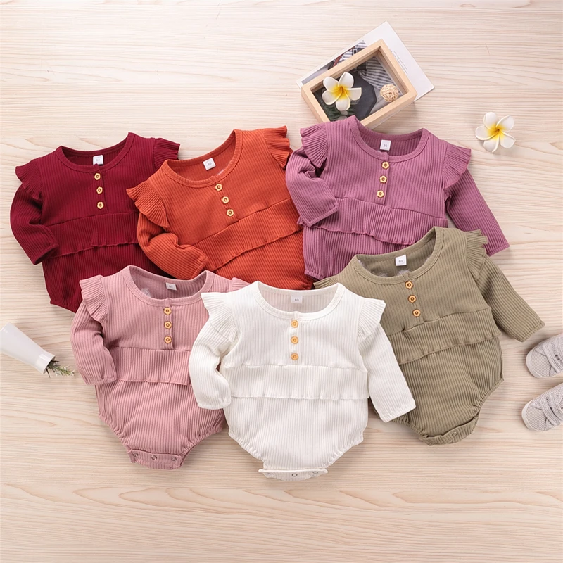 Fashion Newborn Baby Girls Solid Color Ruffle Romper, One Piece Long Sleeve Knit Jumpsuit Outfit Autumn clothes O-neck cotton
Fashion Newborn Baby Girls Solid Color Ruffle Romper, One Piece Long Sleeve Knit Jumpsuit Outfit Autumn clothes O-neck cotton