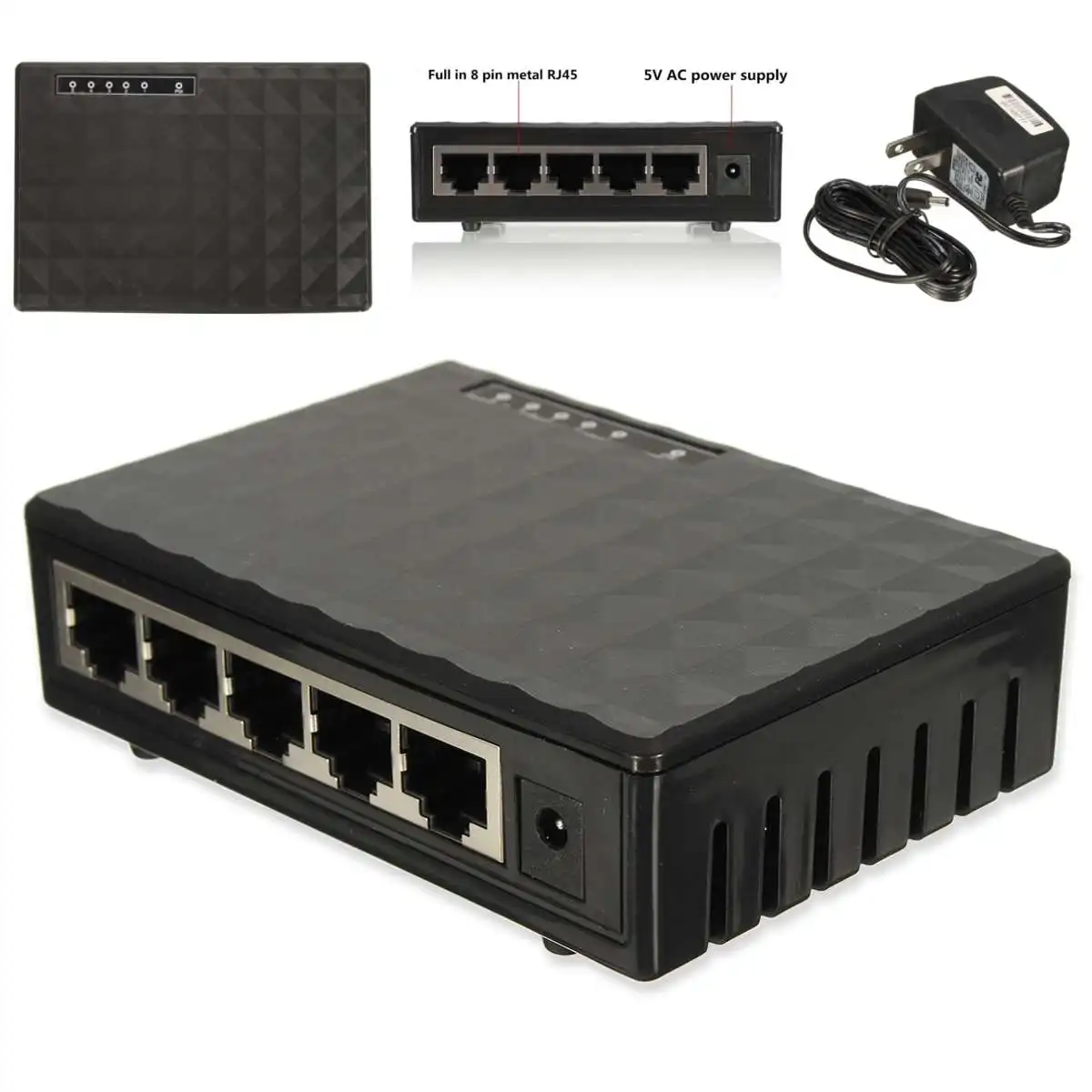 5V 5 Port Switch RJ45 10/100/1000Mbps Gigabit Ethernet Network Lan Switch Splitter LED Hub Support auto MDI/MDIX
5V 5 Port Switch RJ45 10/100/1000Mbps Gigabit Ethernet Network Lan Switch Splitter LED Hub Support auto MDI/MDIX