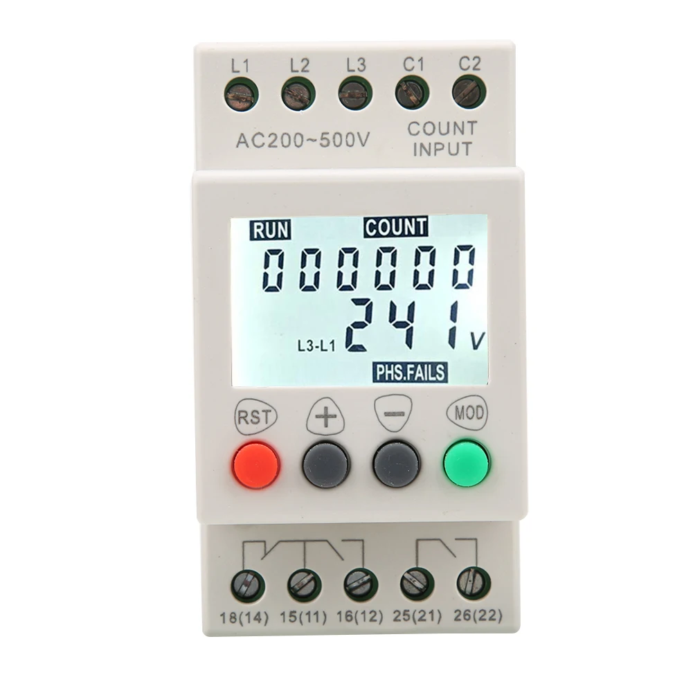 Voltage Protection Din rail adjustable Under Over Voltage Protector 3 Phase Voltage Monitoring Sequence Protection Relay
Voltage Protection Din rail adjustable Under Over Voltage Protector 3 Phase Voltage Monitoring Sequence Protection Relay