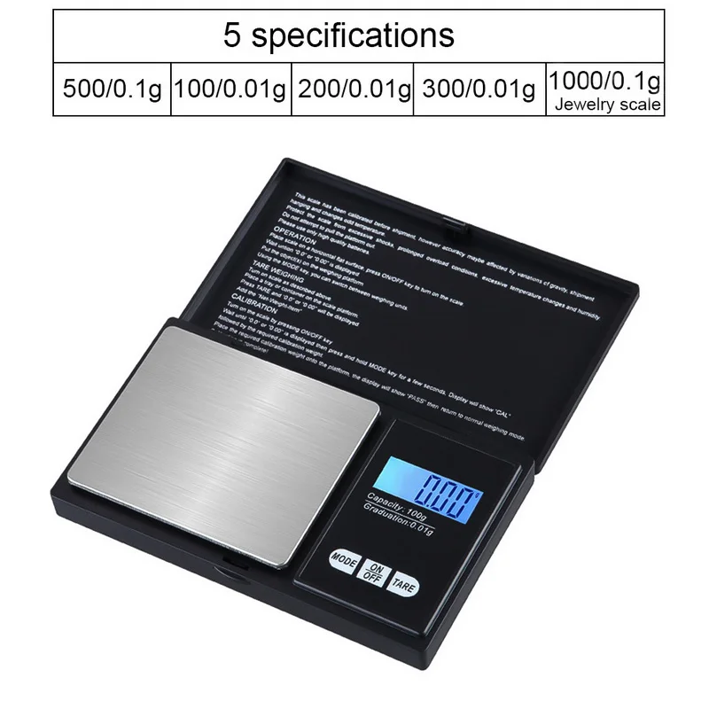 Electronic Mini Digital Scale 100/200/500/1000g 0.01/0.1g For Food Jewelry Scales Pocket Weigh
Electronic Mini Digital Scale 100/200/500/1000g 0.01/0.1g For Food Jewelry Scales Pocket Weigh