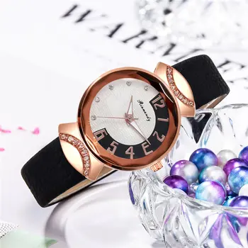 

New Hot Women Girls Quartz Watch with PU Leather Band Arabic Numerals Small Scale Dress Watch SMR88