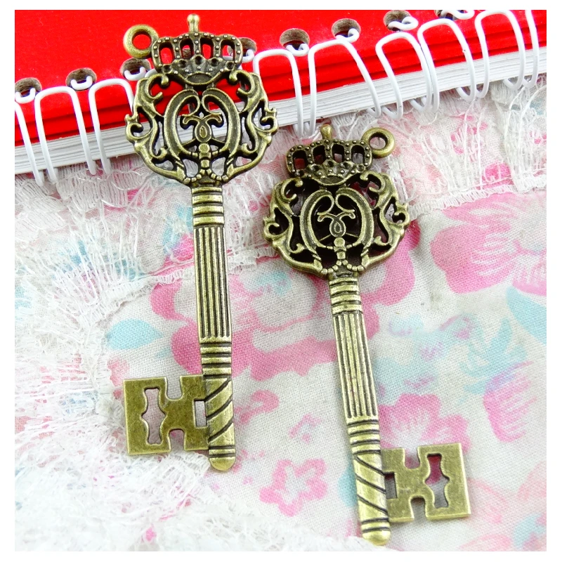 

10pcs/lot 70*23MM Antique Bronze Plated Vintage Key Charms for Jewelry Making DIY Handmade Pendants