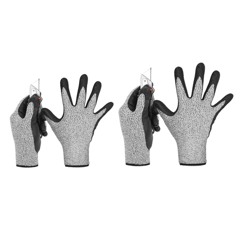 Promotion! 2 Pair Level 5 Cut Resistant Gloves 3D Comfort Stretch Fit Durable Power Grip Foam Nitrile Pass Fda Food Contact S |