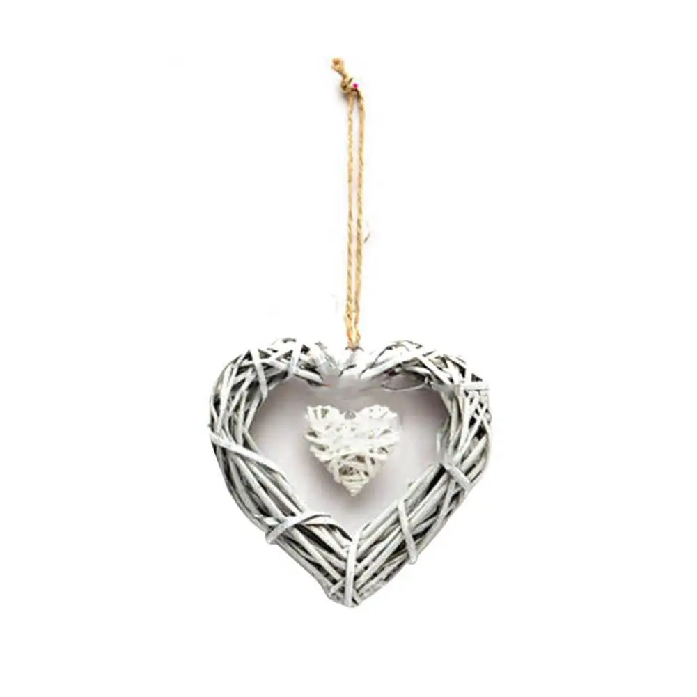 Фото Плетеная витрина в форме сердца двух сердец подвесное украшение ручной работы