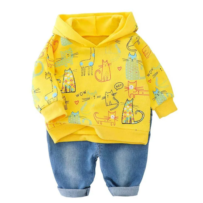 Spring Autumn Children Leisure Clothes Baby Boys Girls Print Hooded T Shirt Jeans Pants 2Pcs/sets Kids Infant Cartoon Tracksuit
Spring Autumn Children Leisure Clothes Baby Boys Girls Print Hooded T Shirt Jeans Pants 2Pcs/sets Kids Infant Cartoon Tracksuit