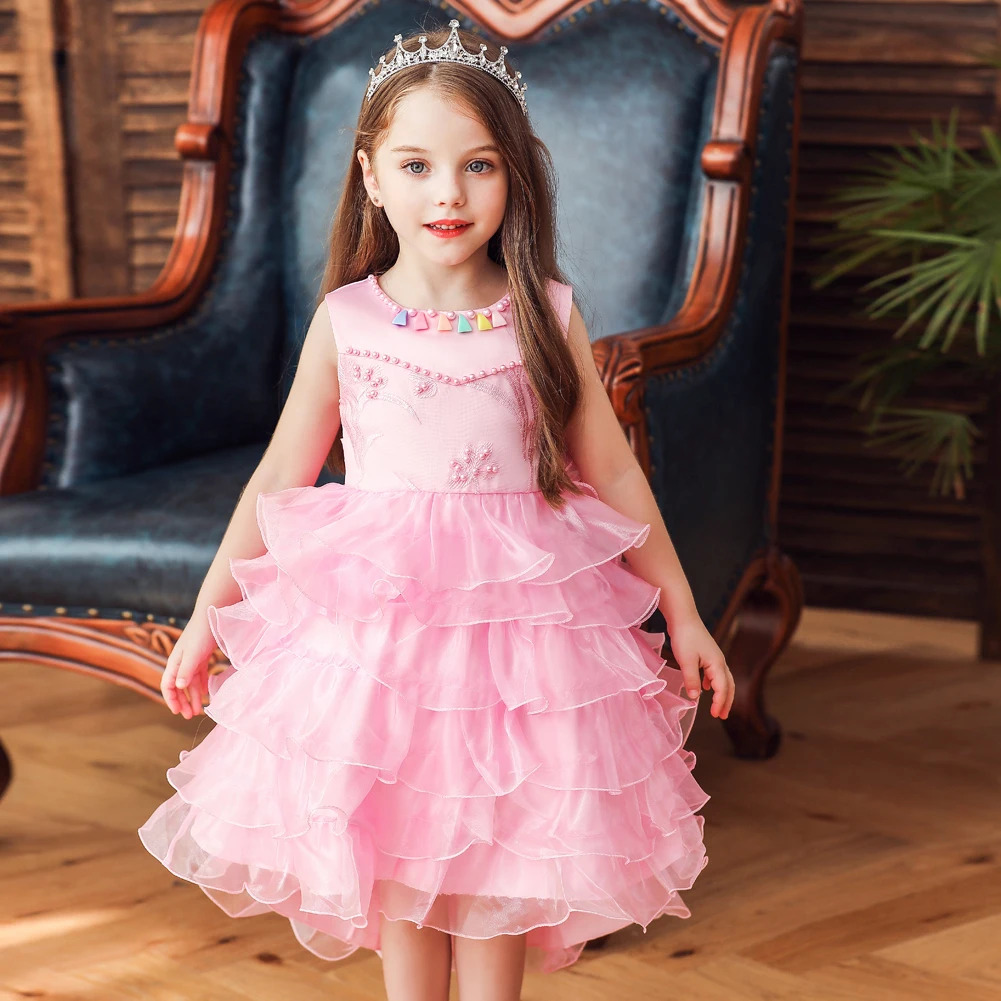 

Vgiee Fall Winter Outfit Clothing Mesh Cotton Kids Dressess Wedding Birthday Party Little Girls Dress Clothes CC617A