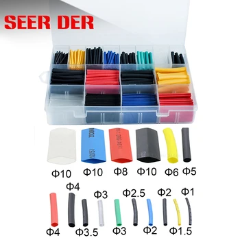 580pcs Assortment Electronic 2:1 Wrap Wire Cable Insulated Polyolefin Heat Shrink Tube Ratio Tubing Insulation