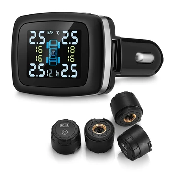 C100 Tire Pressure Monitoring System Cigarette Lighter Plug Car TPMS LCD Screen Display 4 External Sensors Tyre Pressure Alarm
C100 Tire Pressure Monitoring System Cigarette Lighter Plug Car TPMS LCD Screen Display 4 External Sensors Tyre Pressure Alarm